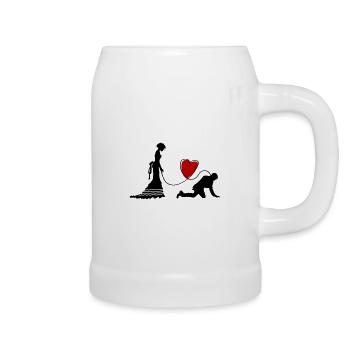 Wedding Newlyweds Heart Funny - Beer Mug - white - Right