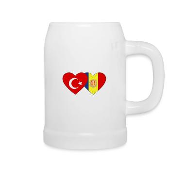 Turkey Andorra Flag Heart - Beer Mug - white - Right