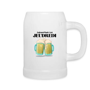 Cadeau humoristique "Aujourd'hui c'est JEUDREDI" - Chope en céramique - blanc - Droite