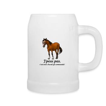 Mon cheval commande - Chope en céramique - blanc - Droite