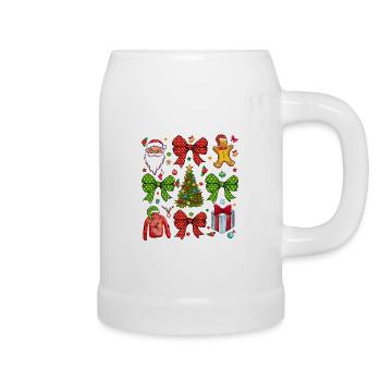 Christmas Coquette Bow, Christmas Tree - Beer Mug - white - Right