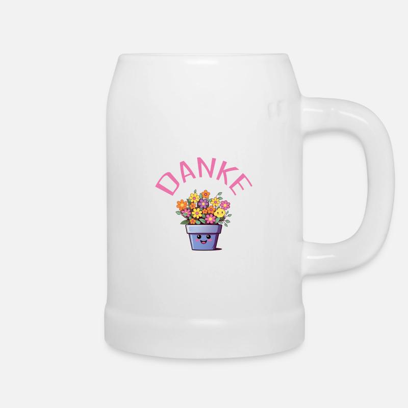 Danke! Blumen-Pott personalisierbar - Bierkrug - Weiß