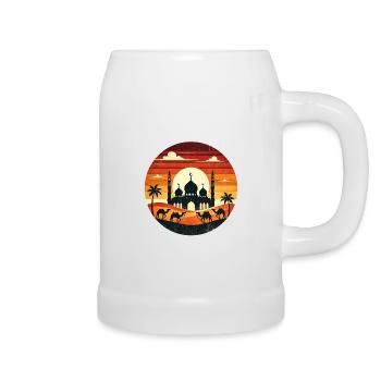 Marrakesch Moschee Sonnenuntergang - Bierkrug - Weiß - Rechts