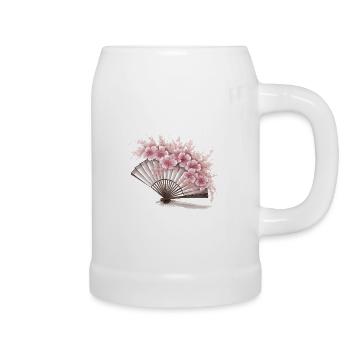 Geblümter japanischer Fächer - Bierkrug - Weiß - Rechts