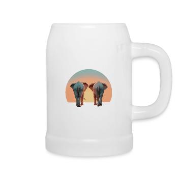 Elefanten Zwei Dickhäuter Sonnenaufgang Afrika - Bierkrug - Weiß - Rechts