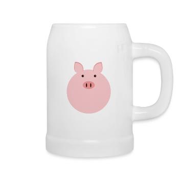 Schweinchen Fred - Bierkrug - Weiß - Rechts