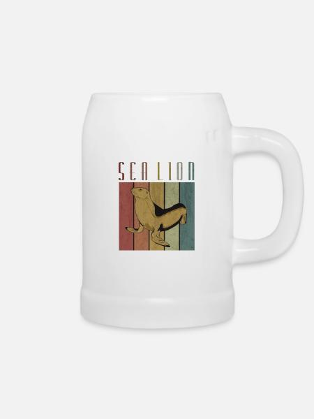 Seehund - Bierkrug - Weiß