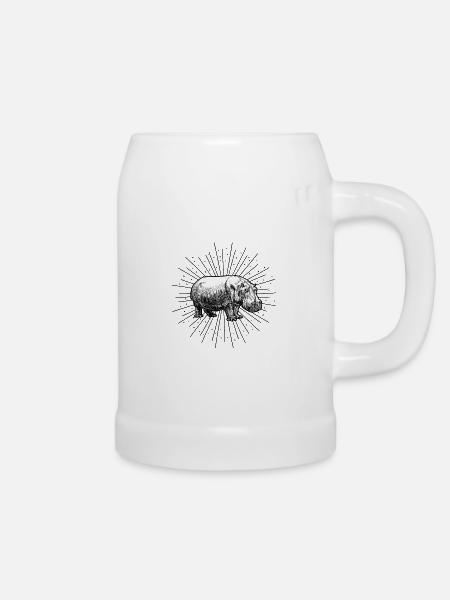 Nilpferd - Bierkrug - Weiß