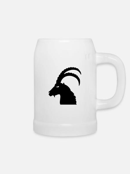 Steinbock - Bierkrug - Weiß