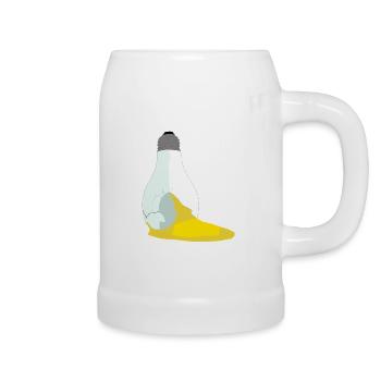 Glühbirne Ei Kaputt Surrealismus Kunst - Bierkrug - Weiß - Rechts