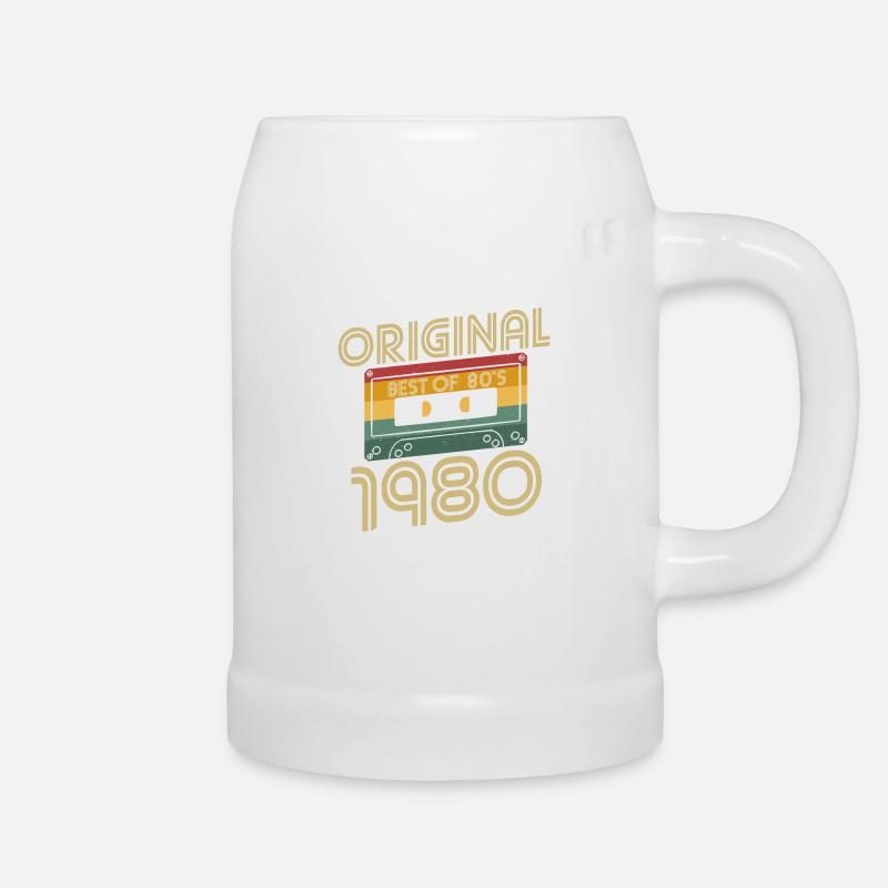 Original 1980 Retro Kassette Geburtstagsgeschenk - Bierkrug - Weiß