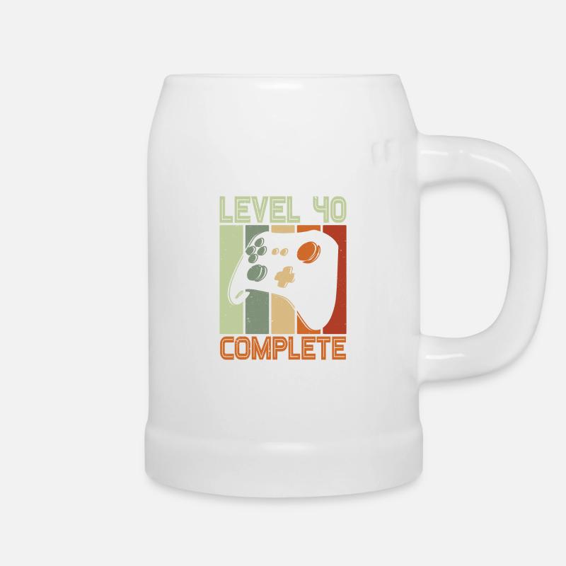 40. Geburtstag Level 40 Complete 40 Jahre Geschenk - Bierkrug - Weiß