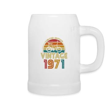 Vintage 1971 Birthday Bonanza Bike Gift - Beer Mug - white - Right