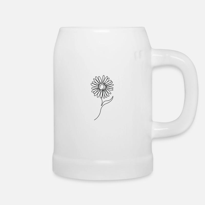 One Line Drawing Sunflower Single Art - Boccale per birra - bianco