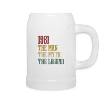Millésime 1981 Anniversaire homme mythe Légende - Chope en céramique - blanc - Droite