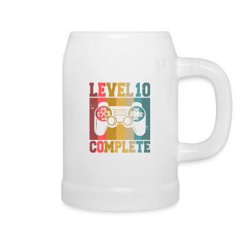 Level 10 Complete 10. Geburtstag Gamer 10 Jahre - Bierkrug - Weiß - Rechts