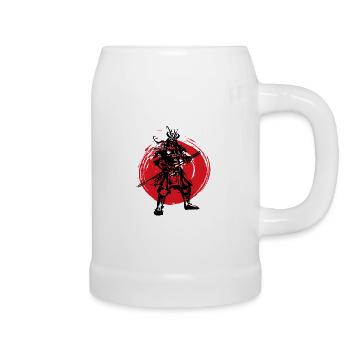 Samurai Japanese Warrior Blood Moon Design - Beer Mug - white - Right