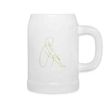 Dessin au trait silhouette féminine Visages féminins visage - Chope en céramique - blanc - Droite