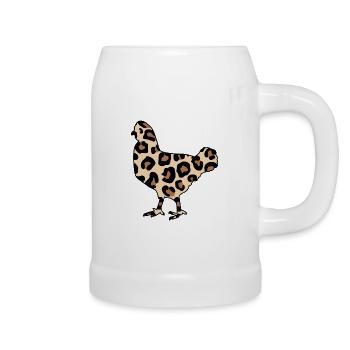 hühner hühnerleben gender-huhn im leopardlook - Bierkrug - Weiß - Rechts