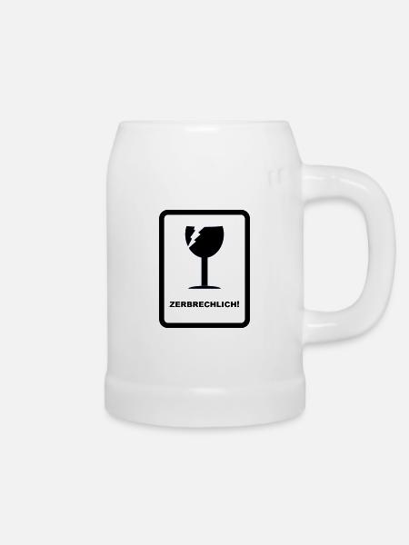 zerbrechlich - Bierkrug - Weiß