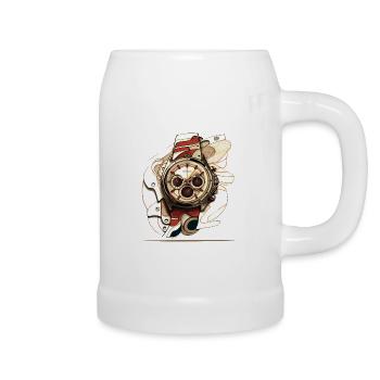 A retro chronograph is a piece of history - Beer Mug - white - Right