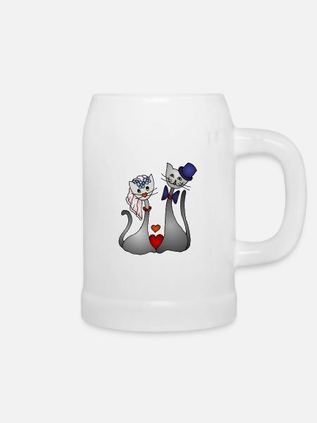Katzen - Bierkrug - Weiß