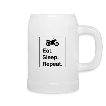 Cool "Ride Sleep Repeat" design for him and her - Beer Mug - white - Right