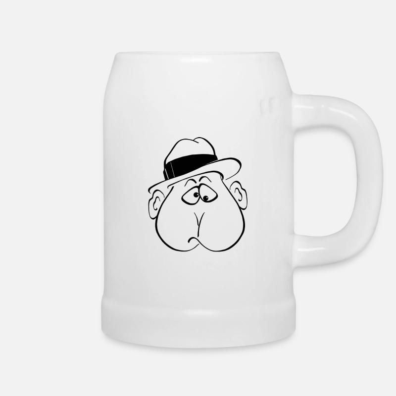 Face with hat - Beer Mug - white