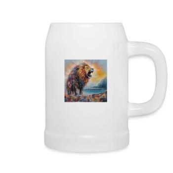 Abstract Lion Art by Bodhi - Beer Mug - white - Right