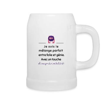 Mélange parfait entre folie et génie | Idée cadeau - Chope en céramique - blanc - Droite