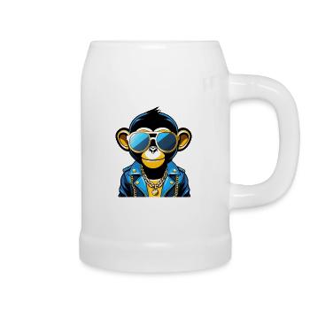 Monkey with sunglasses - Beer Mug - white - Right