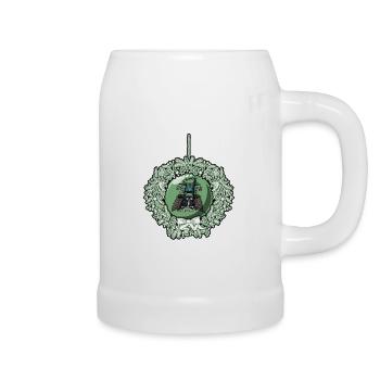 Christmas Wreath Green Tractor 617 - Beer Mug - white - Right