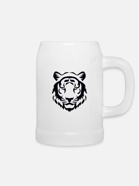 Felin Dschungel-Tigerkopf - Bierkrug - Weiß