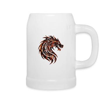 Fantasy Drache Anime Drachenkopf Mythisches Reptil - Bierkrug - Weiß - Rechts