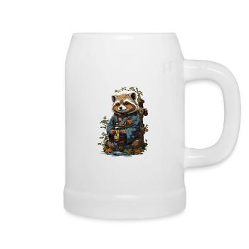 Chien viverrin Vintage saké japonais Art - Chope en céramique - blanc - Droite