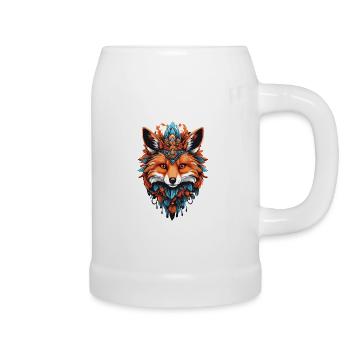 Fox Spiritual Mandala Dream Catcher Design - Beer Mug - white - Right