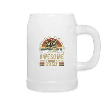 Avril 1991 Vintage Anniversaire Rétro Cadeau - Chope en céramique - blanc - Droite