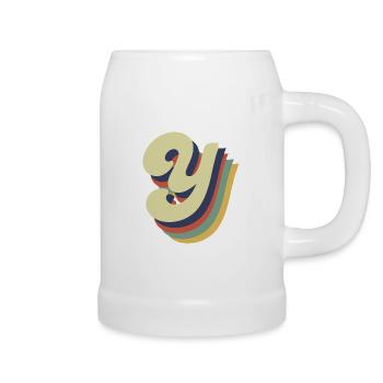 Retro Y Letter - Beer Mug - white - Right