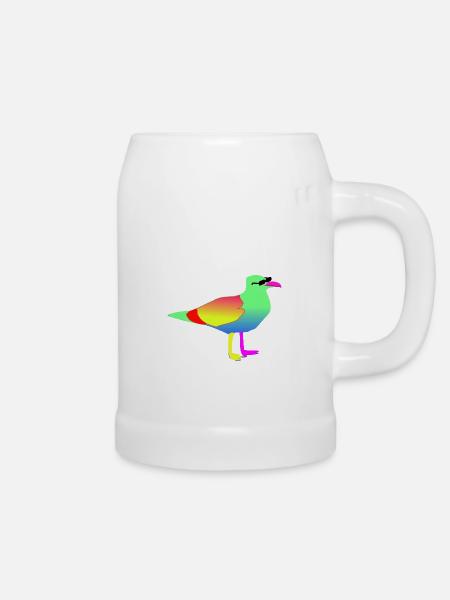 Bunter Vogel - Bierkrug - Weiß