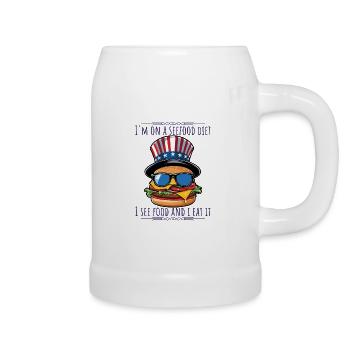Funny Diet Slogan For BBQ Partys 4th Of July - Beer Mug - white - Right