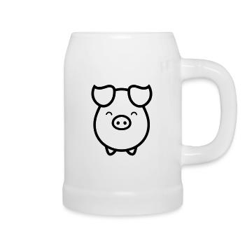 cochon - Chope en céramique - blanc - Droite