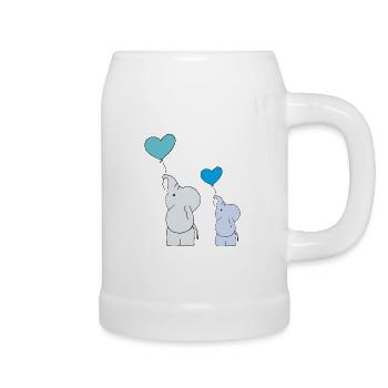 elefant gross und klein luftballon - Bierkrug - Weiß - Rechts