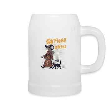 Lustiger Hexen Spruch Katzenliebhaber Hexe - Bierkrug - Weiß - Rechts