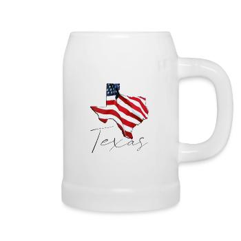 USA Flag in Texas State Map TX - Beer Mug - white - Right