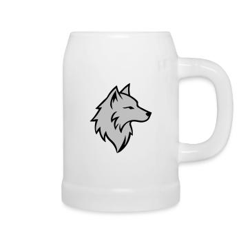 Logo Loup Animal - Chope en céramique - blanc - Droite