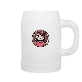 gelangweiltes Cartoon Mädchen - Bierkrug - Weiß - Rechts