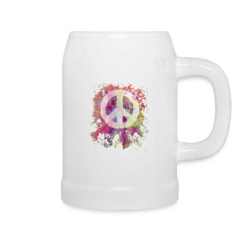 Peace World Peace Flower Power Gift - Beer Mug - white - Right