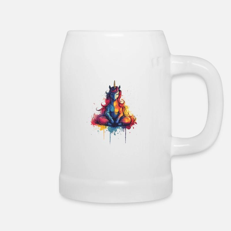 Einhorn Meditation - Bierkrug - Weiß