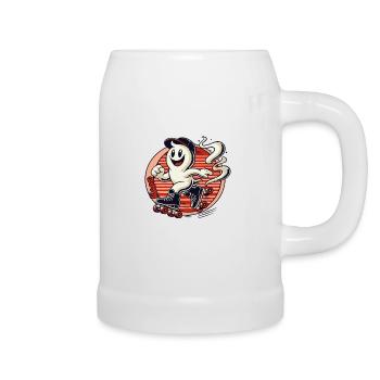 Smelly little ghost on roller skates - Beer Mug - white - Right