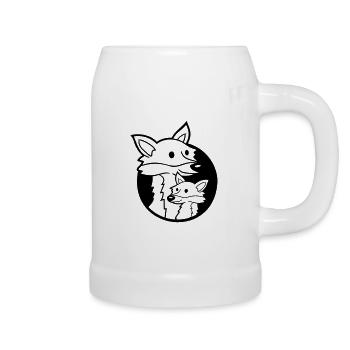 Fox Hole Family Mom Child Father Mother Dad Cute - Beer Mug - white - Right